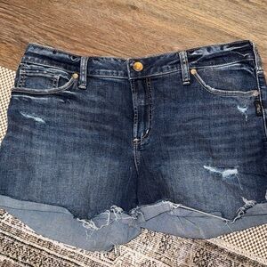 Silver Jeans Dark Blue Distressed Jean Shorts